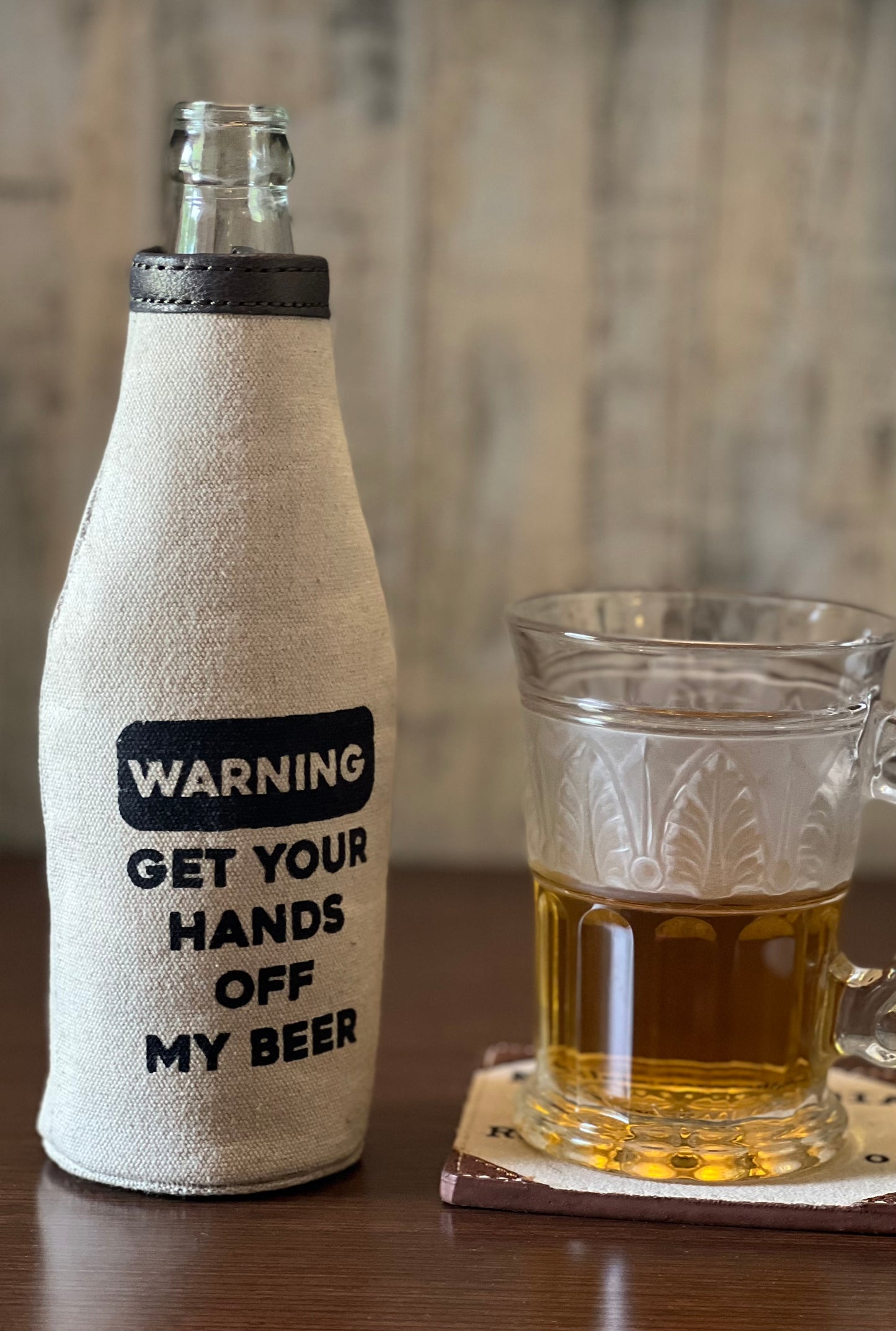 Beer Bottle Covers with Stylish Printing for Men and Women (Warning)