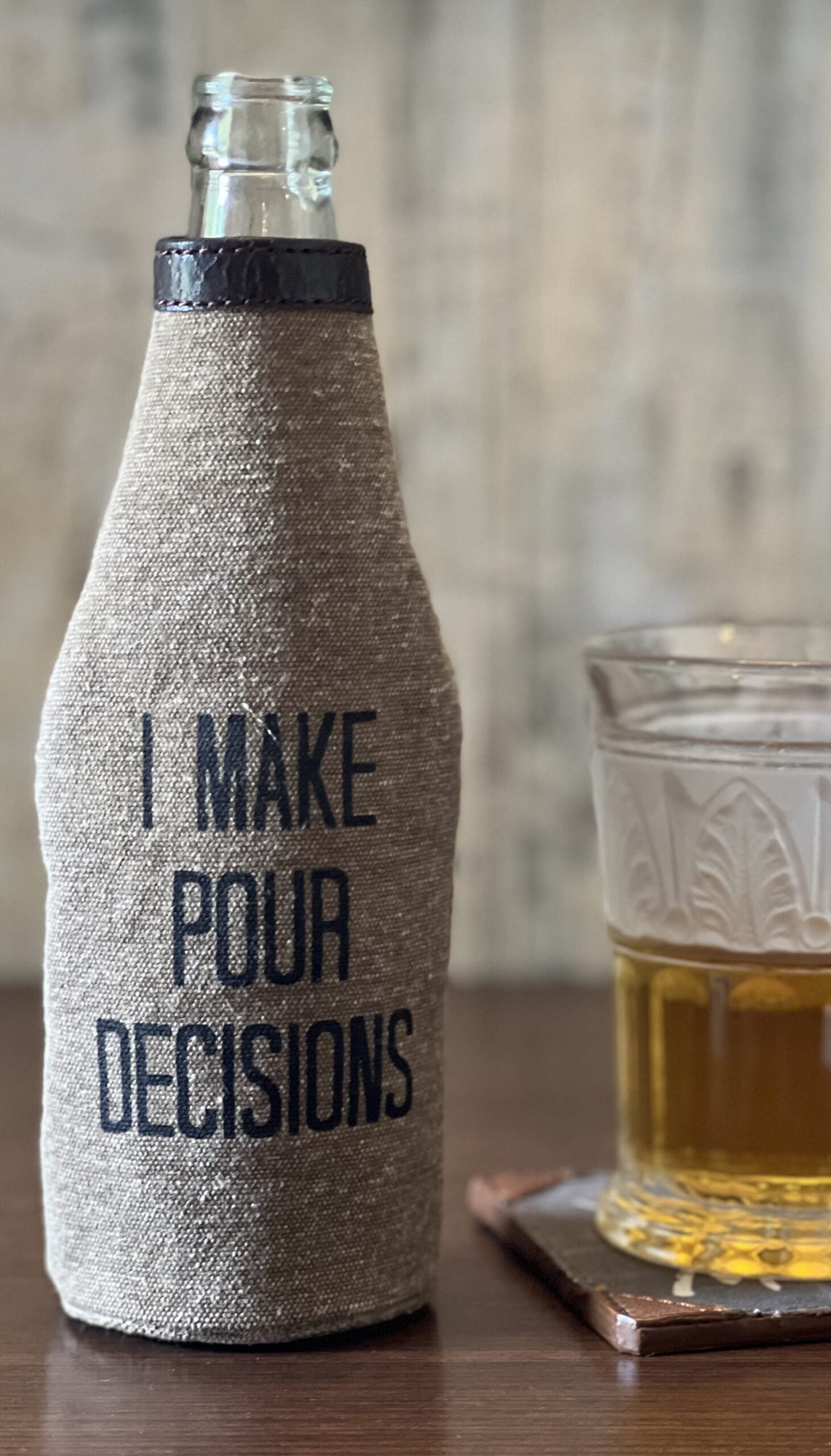 Beer Bottle Covers Pint with Stylish Printing for Men and Women (Pour Decisions)