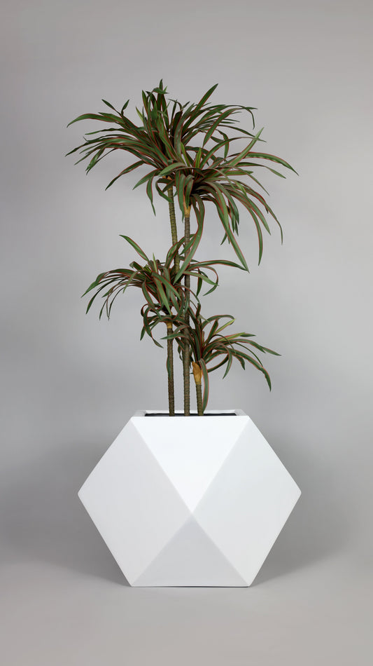 Big Diamond Fiberglass Planter White