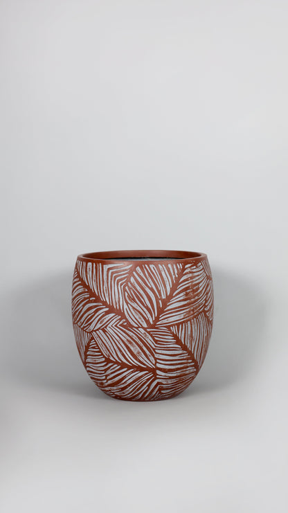 Leaf Terracotta Fiberglass Premium Indoor Outdoor Pot