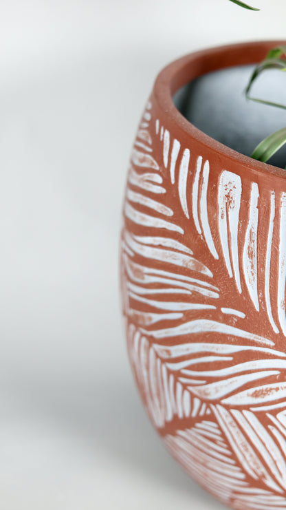 Leaf Terracotta Fiberglass Premium Indoor Outdoor Pot
