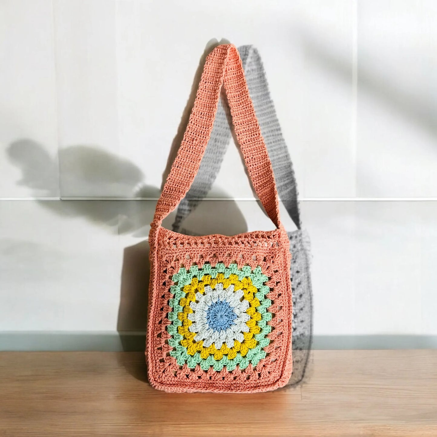 Ethnic Queen Handknitted Crochet Handbag for Women – Floral Cotton Tote with Zipper & Lining