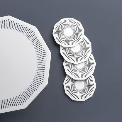 Chrysto Man-Made Marble Cake Stand & Coaster Set