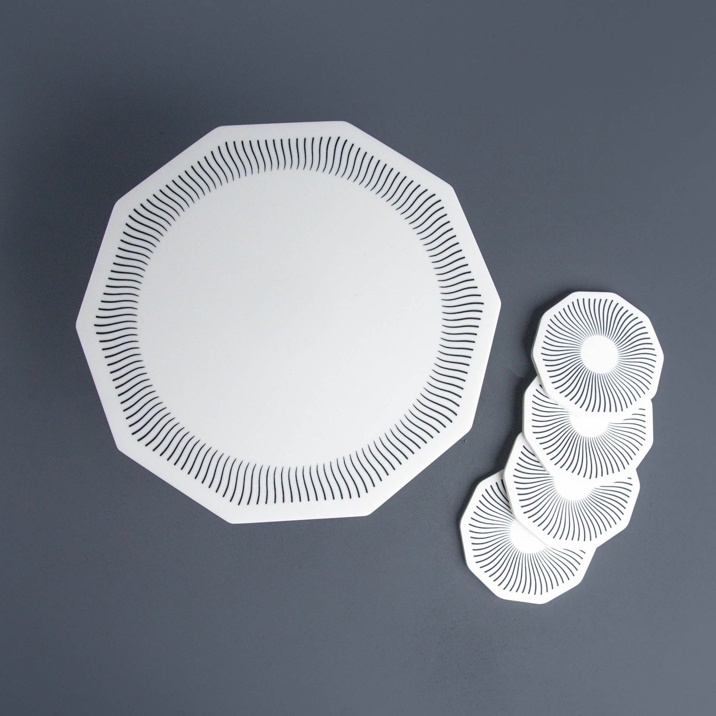 Chrysto Man-Made Marble Cake Stand & Coaster Set
