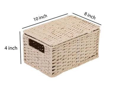 Ishani Handwoven Kauna Grass Storage Basket with Lid