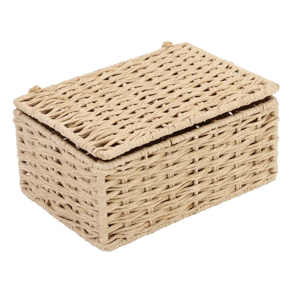 Ishani Handwoven Kauna Grass Storage Basket with Lid