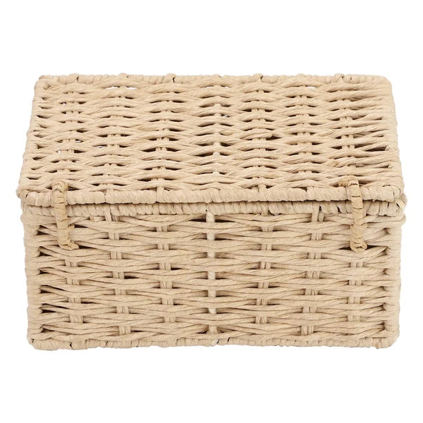 Ishani Handwoven Kauna Grass Storage Basket with Lid