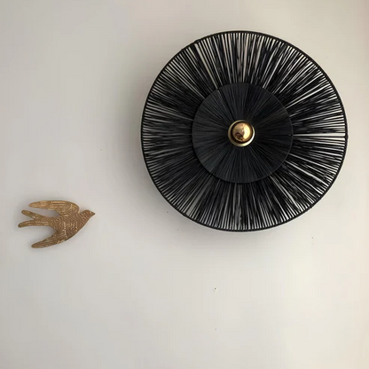 Ishita Handcrafted Noir Sunburst Jute Wall Lamp