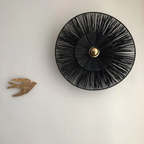 Ishita Handcrafted Noir Sunburst Jute Wall Lamp