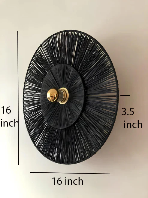 Ishita Handcrafted Noir Sunburst Jute Wall Lamp