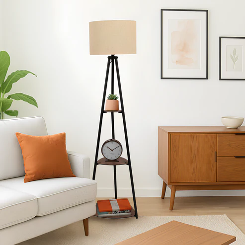 Kesia Handcrafted Mango Wood Floor Lamp