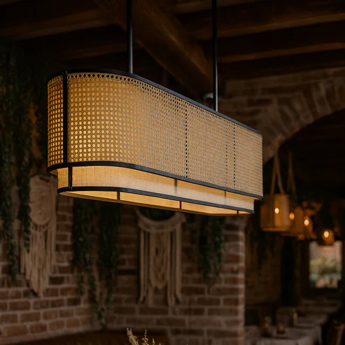 Jemma Handcrafted Cane Linear Chandelier