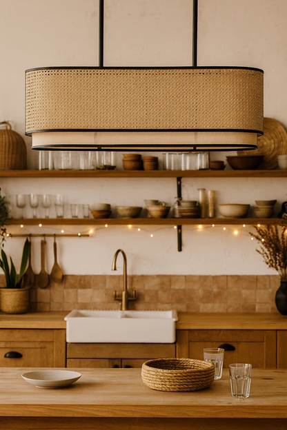 Jemma Handcrafted Cane Linear Chandelier