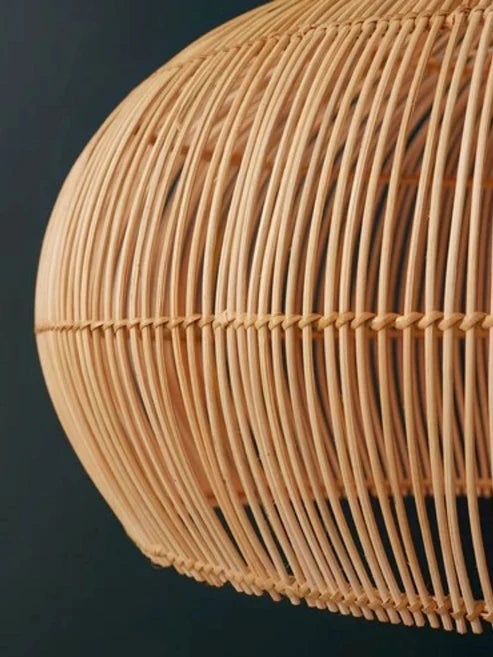 Rattan Pendant Lamp - Johar Bamboo Hanging Light for Dining Room