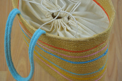 Rainbow Handcrafted Jute Shoulder Tote Bag – Vibrant Eco-Friendly Everyday Carry