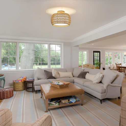 Terado Handcrafted Jute Flush Mount Ceiling Light