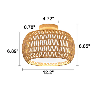 Terado Handcrafted Jute Flush Mount Ceiling Light