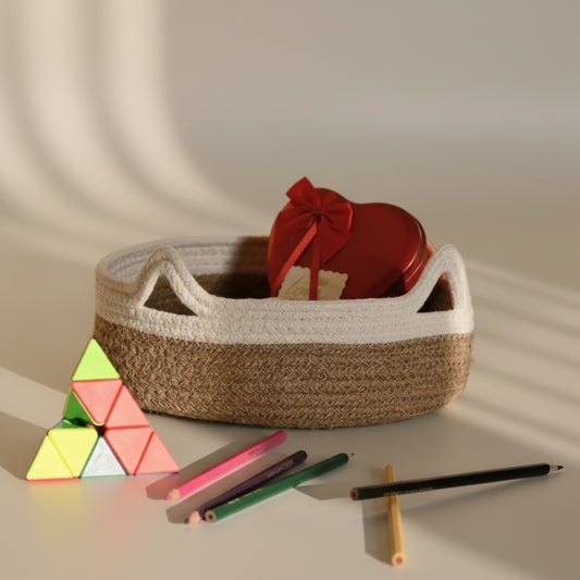 Jute Storage Basket with Compact Loops