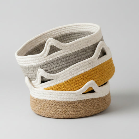 Jute Storage Basket with Compact Loops