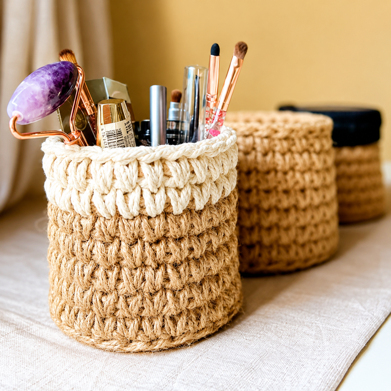 Handcrafted Jute Pen Stand Set