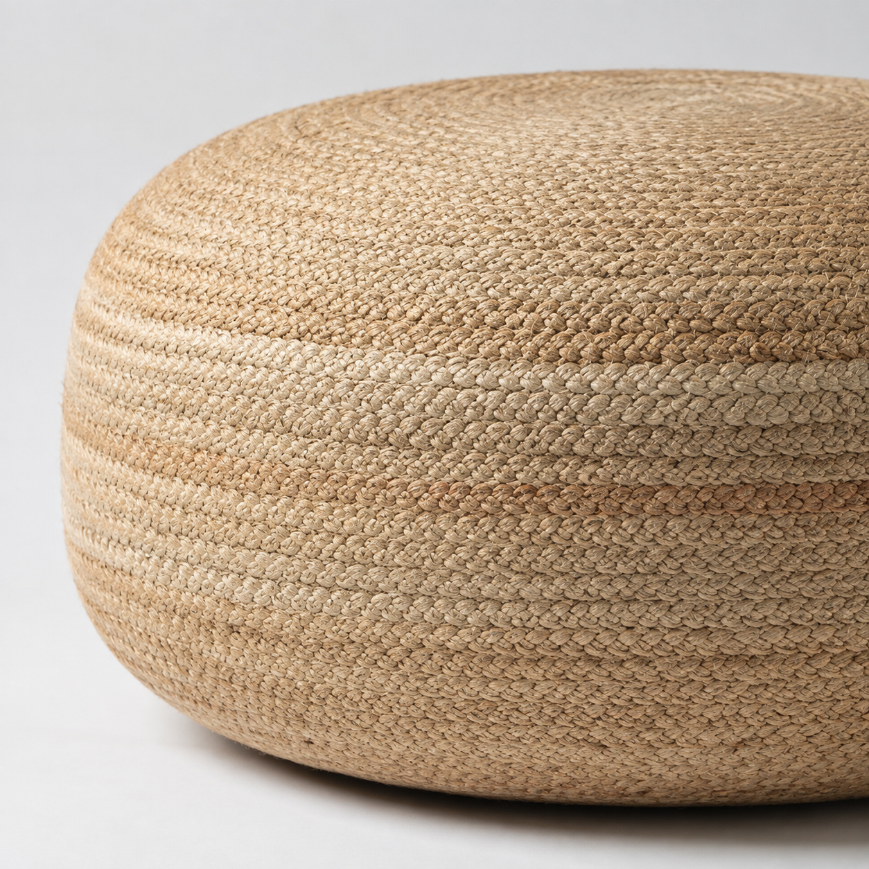 Handcrafted Natural Jute Pouffe Ottoman