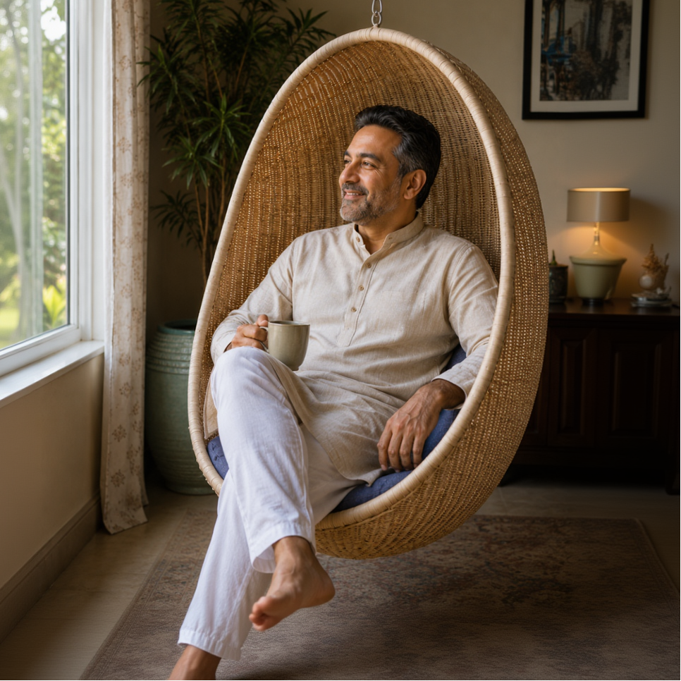 Kashvi Handcrafted Bamboo Wicker Swing Chair