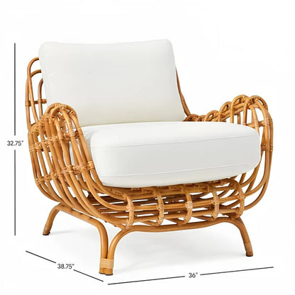 Kimaya Handcrafted Cane & Rattan Lounge Chair