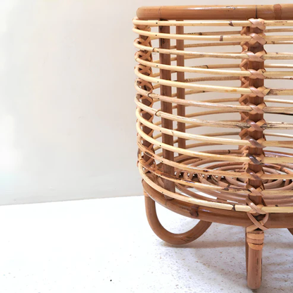 Kimaya Handcrafted Rattan Planter with Tripod Stand