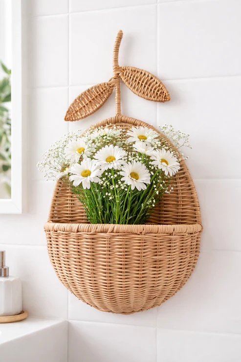 Krisha Handcrafted Rattan Wall Planter
