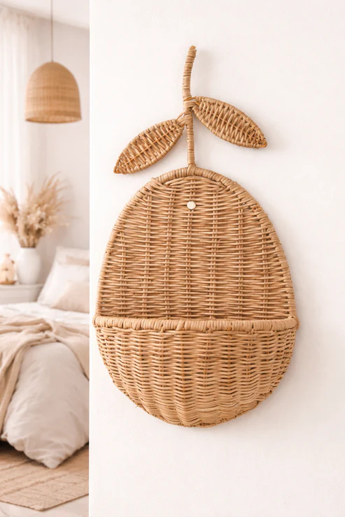 Krisha Handcrafted Rattan Wall Planter