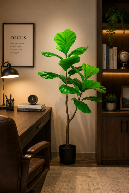 Fiddle Leaf Fig Faux Plant – 47 Inches Realistic Indoor Tree