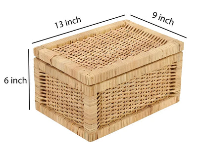 Leela Handwoven Kauna Grass Storage Basket with Lid