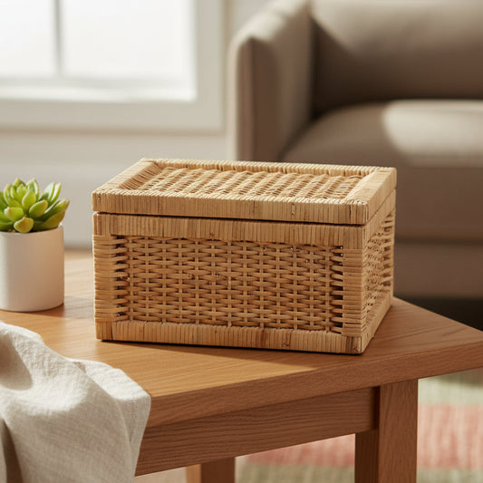 Aadhya Handwoven Wicker Storage Basket with Lid