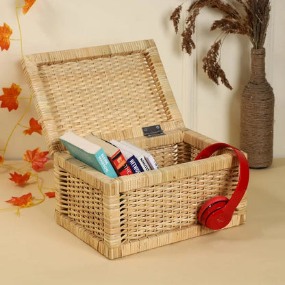 Leela Handwoven Kauna Grass Storage Basket with Lid