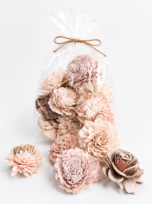 Light Pink Handcrafted Sola Wood Flower Set