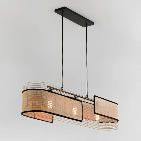 Loral Handcrafted Rattan Linear Pendant Light Chandelier