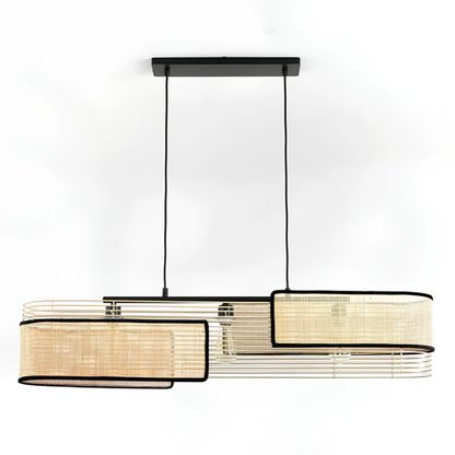 Loral Handcrafted Rattan Linear Pendant Light Chandelier