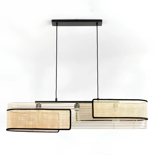 Loral Handcrafted Rattan Linear Pendant Light Chandelier