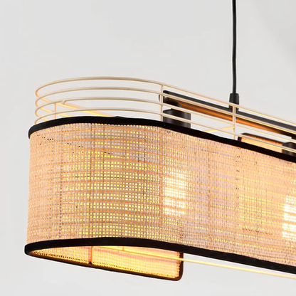 Loral Handcrafted Rattan Linear Pendant Light Chandelier