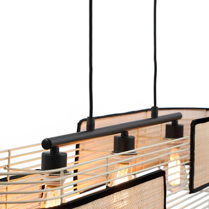 Loral Handcrafted Rattan Linear Pendant Light Chandelier