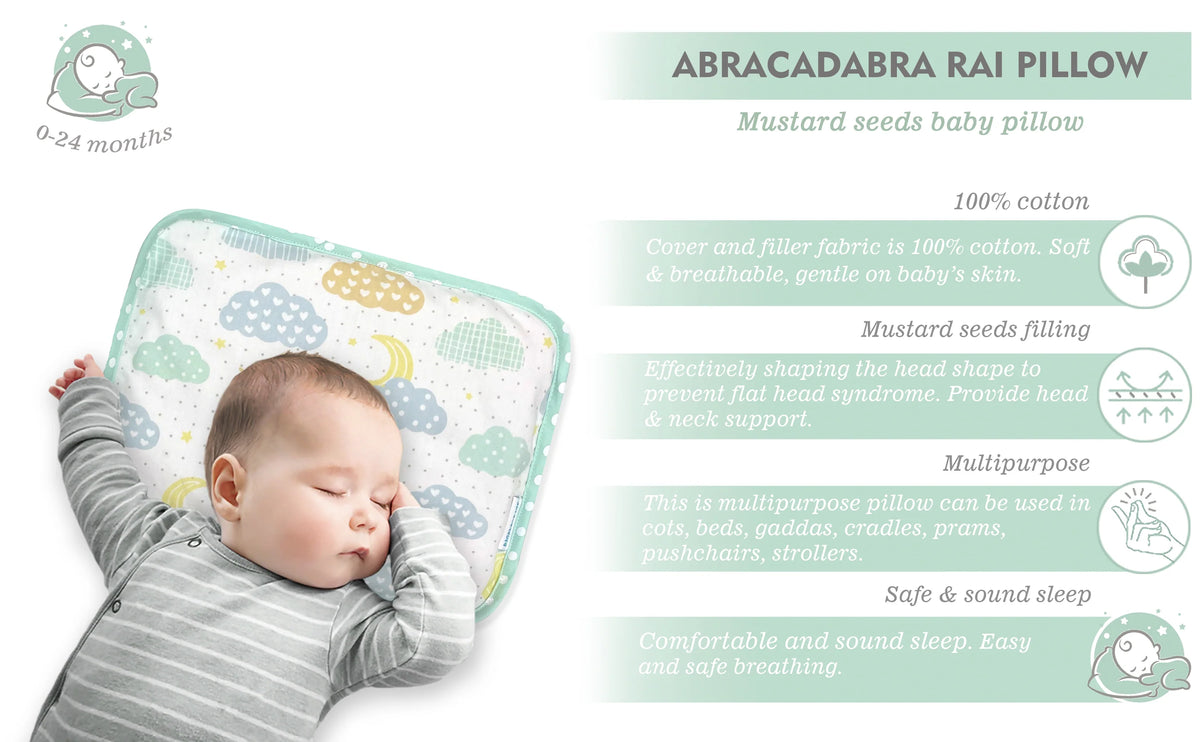 Abracadabra Lost in Clouds Rai Mustard Seed Baby Pillow