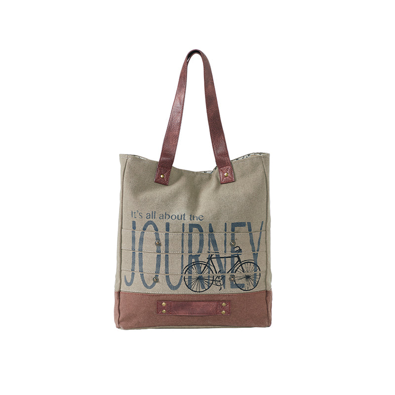 Large Canvas Grocery Shopping Tote - Beige | Travel Shoulder Bag