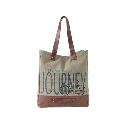 Large Canvas Grocery Shopping Tote - Beige | Travel Shoulder Bag