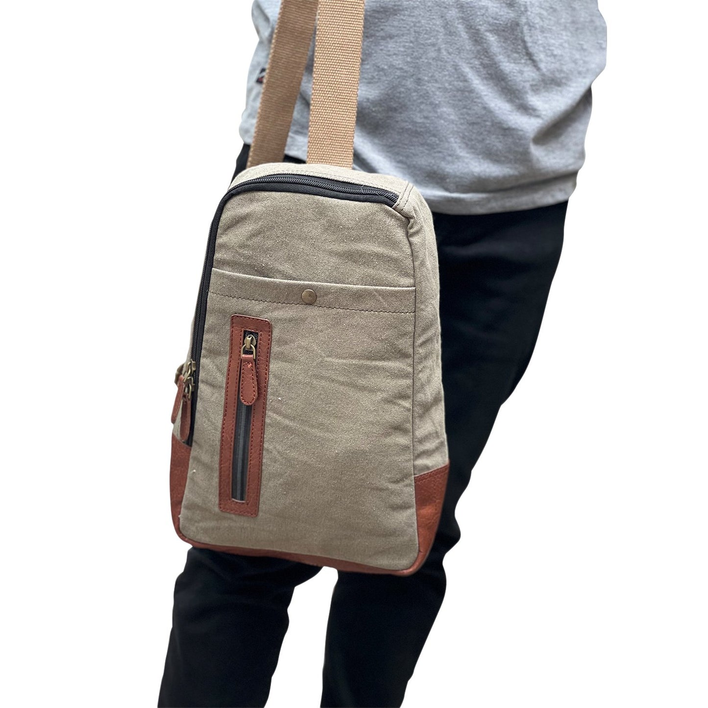 Artaflora – Canvas Upcycled Messenger Crossbody Vintage Sling Bag with Stylish Design both for Men and Women