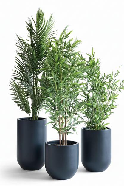 MEERA Matte Black Round Planters – Premium FRP Pots