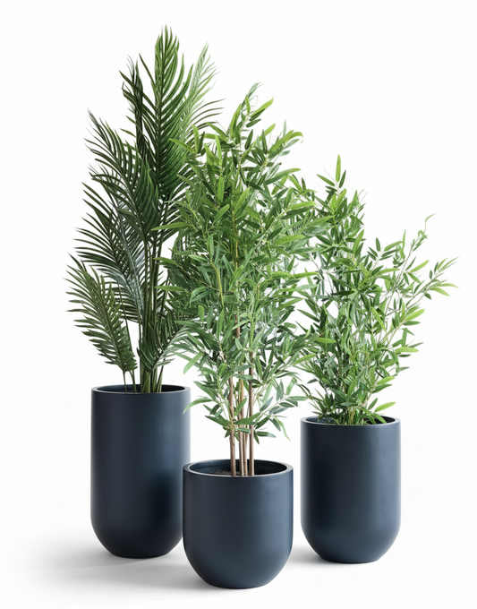 MEERA Matte Black Round Planters – Premium FRP Pots