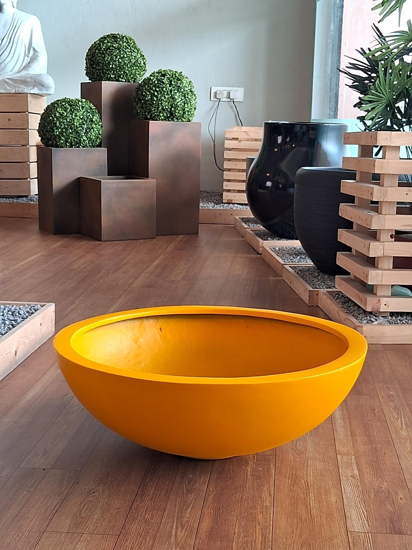 VISTARA Modern Oval Planter – Stylish Round Low Bowl FRP Planter for Homes
