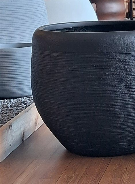 SOBRE Gray Round FRP Planter – Stylish Durable Design for Every Space