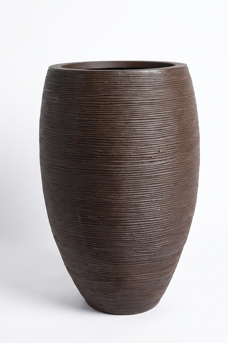 Brown textured vase on a white background