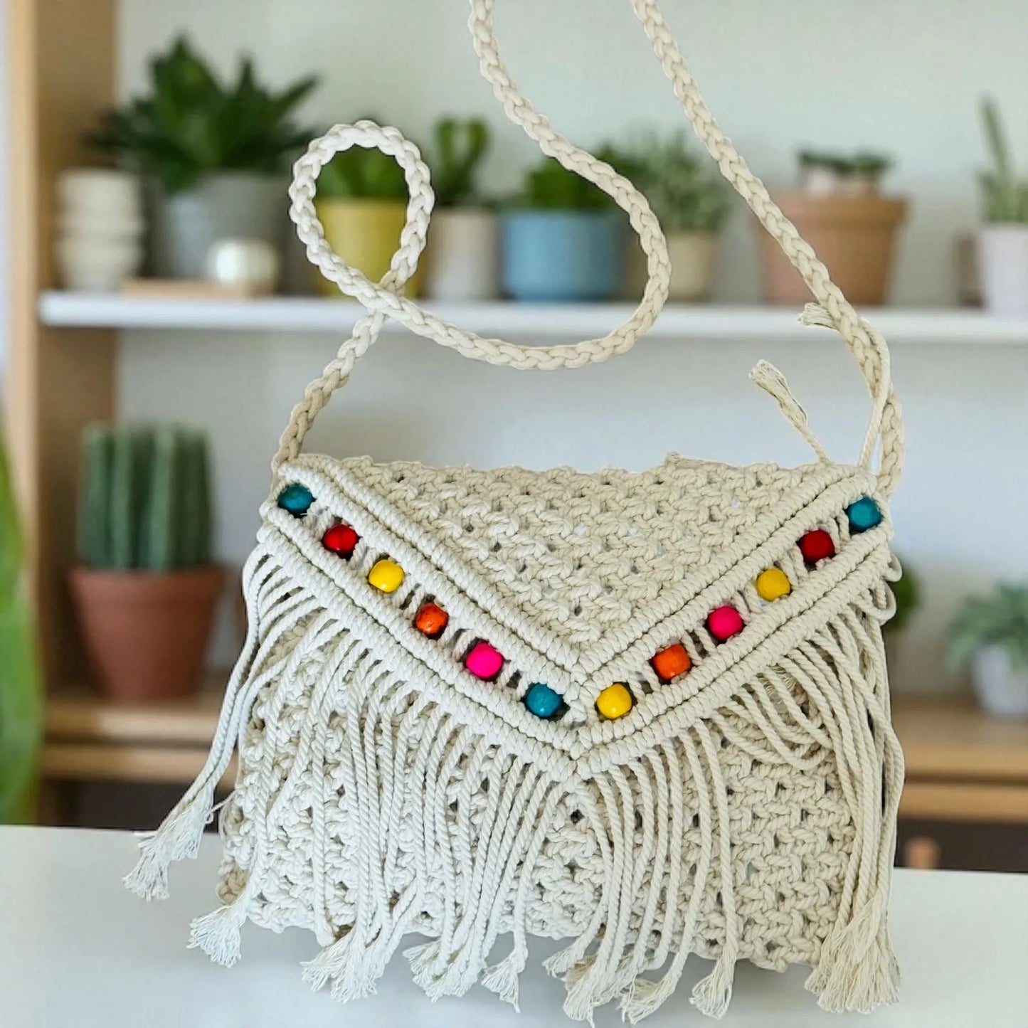 Handcrafted Cotton Crochet & Macramé Sling Bag